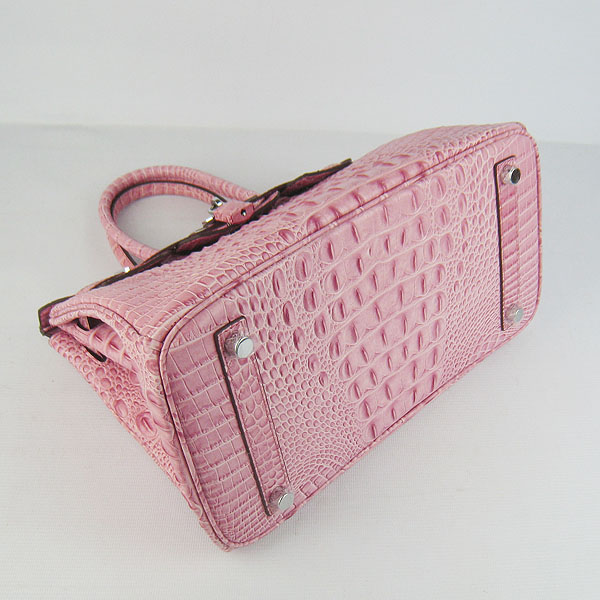 Replica Hermes Birkin 30CM Crocodile Head Veins Bag Pink 6088 On Sale